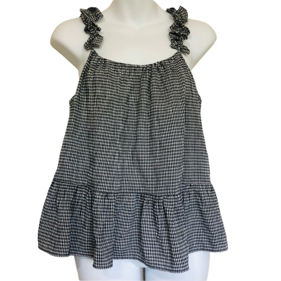 Madewell Ruffle -Strap Gingham Cami Top Sz 6 - Picture 3 of 8